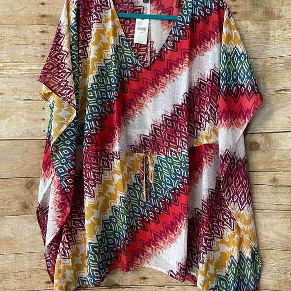 Lane Bryant Top Batwing lightweight 14/16 colorful Top - Picture 5 of 5